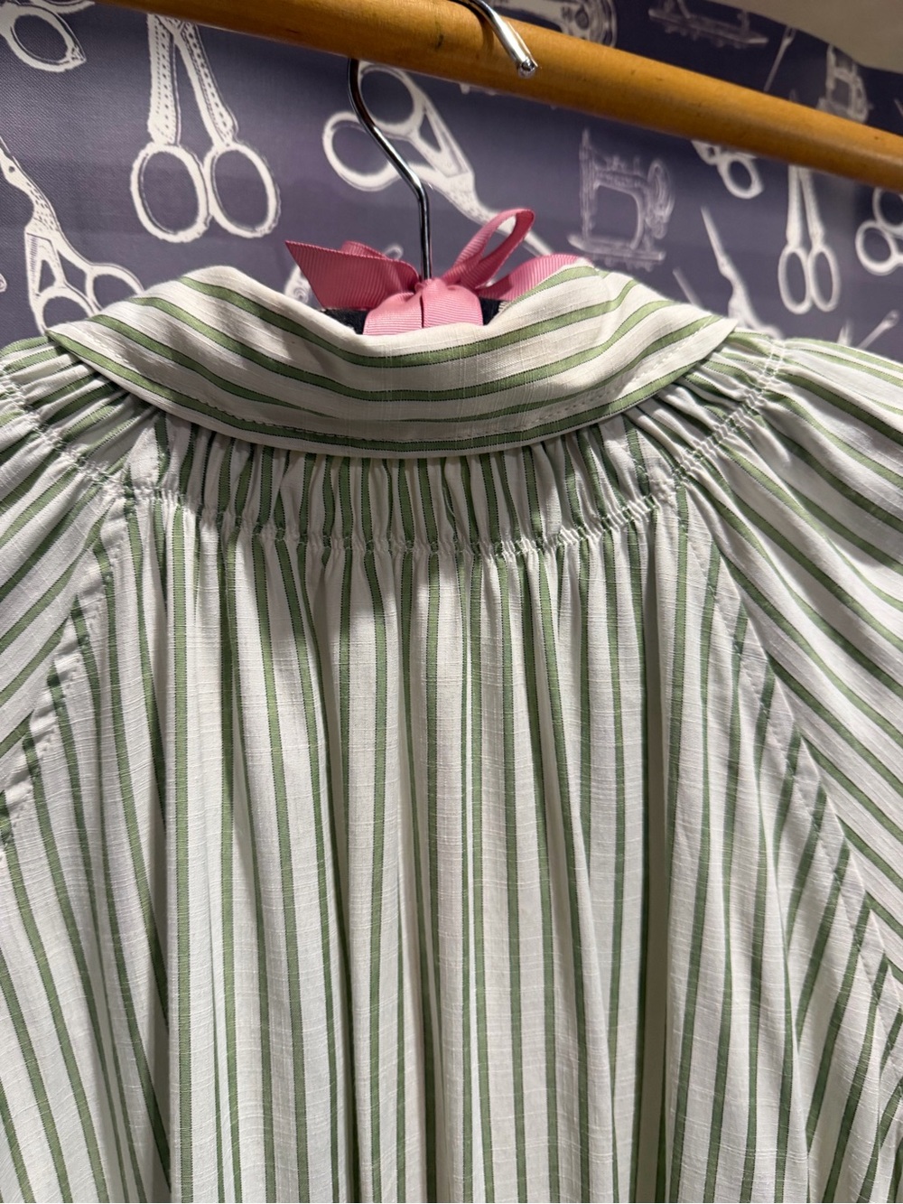 Max Studio Green and White Striped Button-Front Tunic Top - Picture 4 of 7